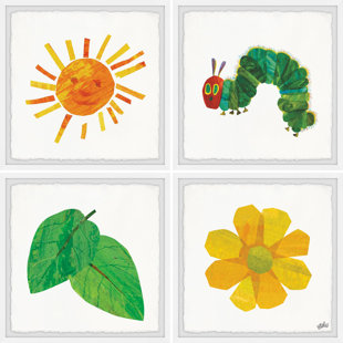 ZOOMIE KIDS Villeneuve 'Little Green Caterpillar' 4-Piece Framed Print