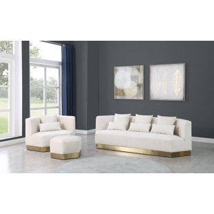 MERIDIAN FURNITURE USA Marquis 3 - Piece Velvet Living Room Set