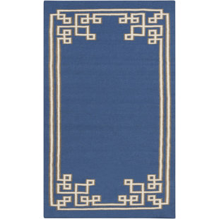 BETH LACEFIELD FOR SURYA Alameda Geometric Handwoven Wool Navy/Khaki Area Rug
