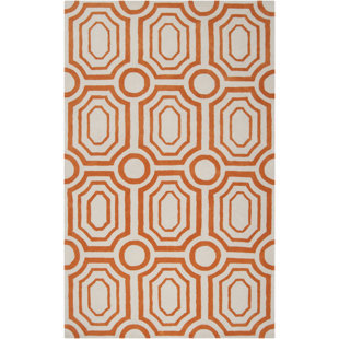 THE CONESTOGA TRADING CO. Geometric Handmade Tufted Burnt Orange Area Rug