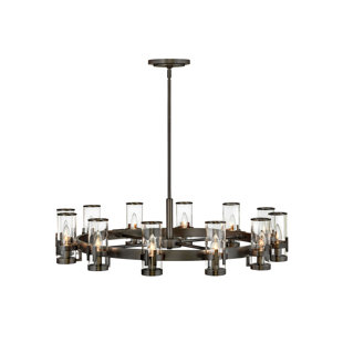 CANORA GREY Kameliya 12 - Light Dimmable Wagon Wheel Chandelier