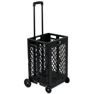 Mount-It! Rolling Mesh Utility Cart, 55 Lbs. Capacity Trolley Cart with Telescoping Handle & Wheels