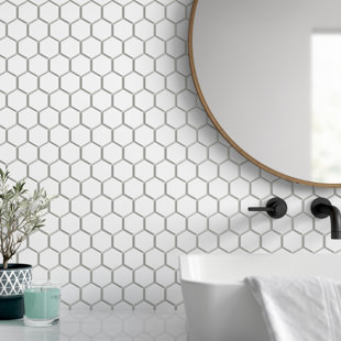 MEROLA TILE Metro Hex 2" x 2" Porcelain Honeycomb Mosaic Wall & Floor Tile