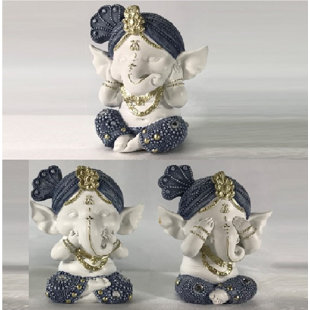 BLOOMSBURY MARKET 3 Nalan Hear See Speak No Evil Ganesha Figurine Set (Set of 3)
