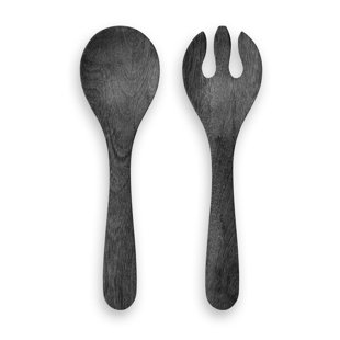 ALPEN HOME 12.5 inches Wood Effect Exmouth Spoon and Fork Salad Servers Set - Party Serveware, Picnic, Camping - Indoor and Outdoor