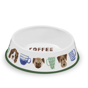 TARHONG Coffee And Dogs Anti-Skid Pet Bowl (Set of 2)
