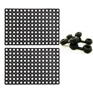 EVIDECO Mats Outdoor Interlocking Rubber Floor Mat Anti-Fatigue with 2 connectors (Set of 2)