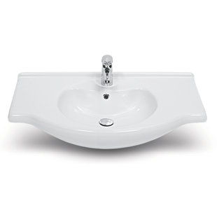 CeraStyle By Nameeks Nil 19.7'' Glossy White Ceramic Rectangular Bathroom Sink with Overflow