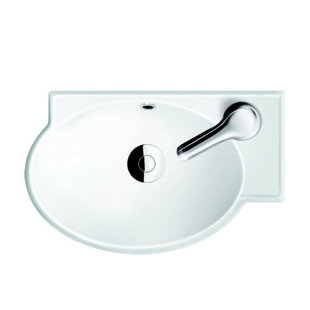 CeraStyle By Nameeks Mini 11.2'' Glossy White Ceramic Specialty Corner, Vessel Bathroom Sink with Overflow