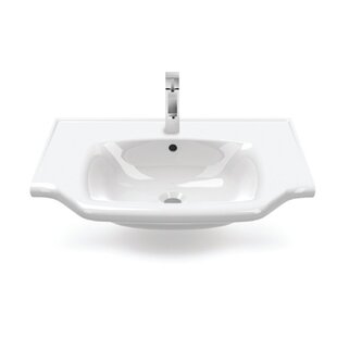 CeraStyle By Nameeks Yeni Klasik 18.8'' Glossy White Ceramic Rectangular Bathroom Sink with Overflow