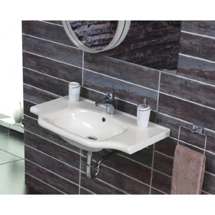 CeraStyle By Nameeks Yeni Klasik 18.8'' Glossy White Ceramic Rectangular Bathroom Sink with Overflow