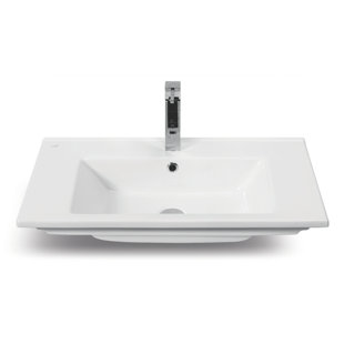 CeraStyle By Nameeks Arte 17.7'' Glossy White Ceramic Rectangular Drop-in Bathroom Sink with Overflow
