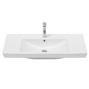 CeraStyle By Nameeks Porto 18.8'' Glossy White Ceramic Rectangular Bathroom Sink with Overflow