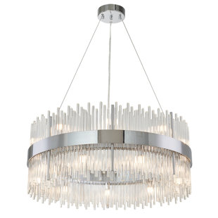 EVERLY QUINN Pruitt 18 - Light Dimmable Drum Chandelier