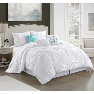 NANSHING AMERICA, INC Erasmus White Microfiber Reversible 7 Piece Comforter Set