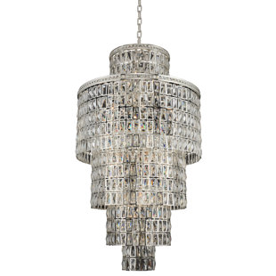 ALLEGRI BY KALCO LIGHTING Kasturi 22 - Light Unique / Statement Tiered Chandelier with Crytal Accents