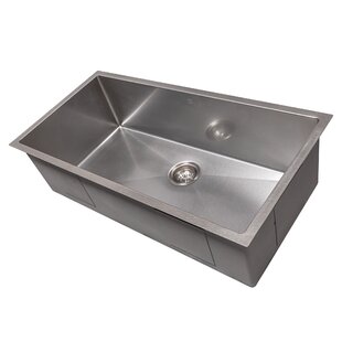 DuraSnow ZLINE 36" Meribel Undermount Single Bowl Fingerprint Resistant Stainless Steel Kitchen Sink with Bottom Grid