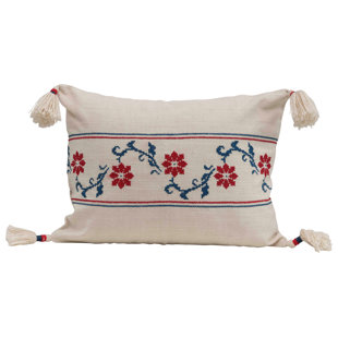 CREATIVE CO-OP Embroidered Cotton Throw Pillow