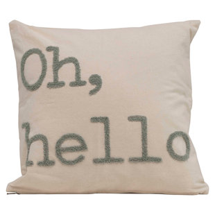 CREATIVE CO-OP Embroidered Cotton Throw Pillow