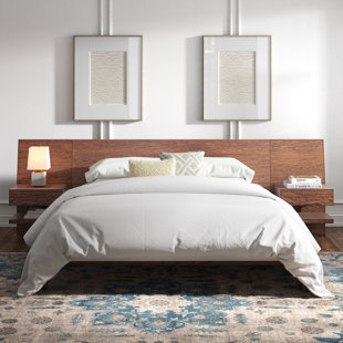 MILLWOOD PINES Emerlyn Bedframe with 2 Attached Nightstands