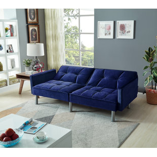 EBERN DESIGNS Silvester 75" Velvet Square Arm Sofa Bed Sleeper Love Seat