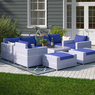 SUNHAVEN Kensington 9 Piece Rattan Sofa Set with Cushions