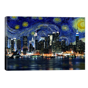 EBERN DESIGNS New York City, New York Starry Night Skyline by 5by5collective - Wrapped Canvas Painting