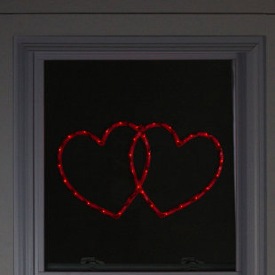 NORTHLIGHT SEASONAL 17" Lighted Red Double Heart Valentine's Day Window Silhouette Decoration