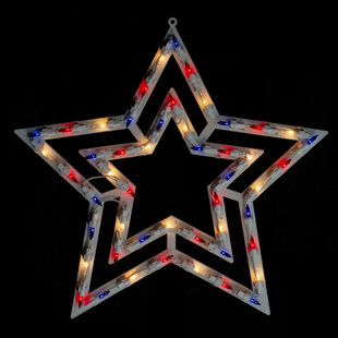 NORTHLIGHT SEASONAL 17" Lighted Red White and Blue Patriotic Star Window Silhouette Decoration