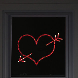 NORTHLIGHT SEASONAL 17" Lighted Red Heart with Arrow Valentine's Day Window Silhouette Decoration