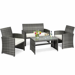 EBERN DESIGNS Mearline 4 - Person Outdoor Seating Group with Cushions