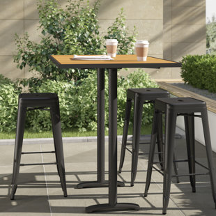 BFM SEATING Longport 6 Person 48'' L x 40'' H Extendable Plastic/Resin High Top Table