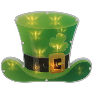 NORTHLIGHT SEASONAL 12.5" LED Lighted Irish St. Patrick's Day Leprechaun Hat Window Silhouette With Timer
