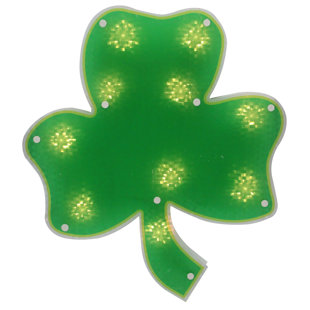 NORTHLIGHT SEASONAL 14" Pre-Lit Green St.Patrick's Day Irish Shamrock Window Silhouette Decoration