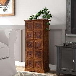 UNION RUSTIC Jali Indian Solid Wood 88cm H Library Style Media Drawers