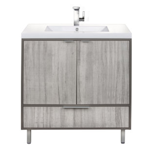 CUTLER KITCHEN AND BATH London Single Bathroom Vanity with Solid Surface Top