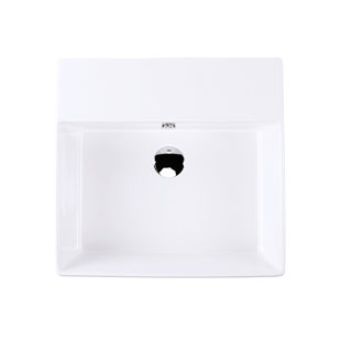 LACAVA Aquamedia White Square Wall Mount Bathroom Sink with Overflow