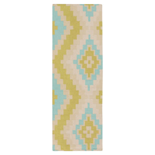 BETH LACEFIELD FOR SURYA Alameda Southwestern Handmade Flatweave Wool Blue/Lime/Beige Area Rug