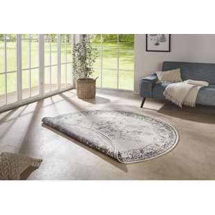 NORTHRUGS Borbon In- und Outdoor Teppich - Wetterfest Orientalisch für Garten, Balkon - Grau Creme