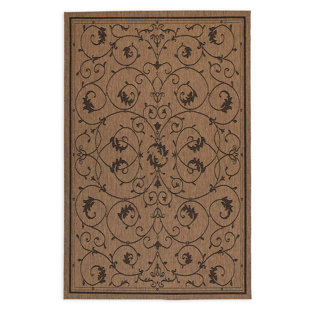 PLOW & HEARTH Veranda Scroll Flatweave Gray Area Rug