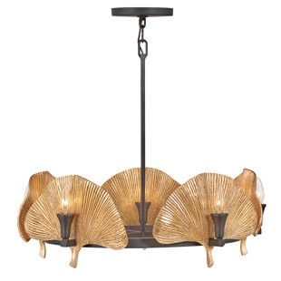 FREDRICK RAMOND Cera 10 - Light Fabric Dimmable Wagon Wheel Chandelier