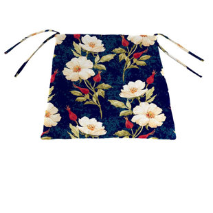 PLOW & HEARTH Rose Garden Polyester Classic Indoor/Outdoor Dining Chair Cushion