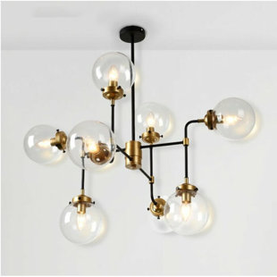CASA INTERIOR SPACE Cassini Chandelier With Bulb Protector Bowls - 8 Bulbs