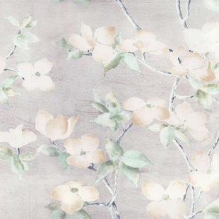 ANNIE SELKE HOME Celadon Dogwood 27' L x 27" W Wallpaper Roll