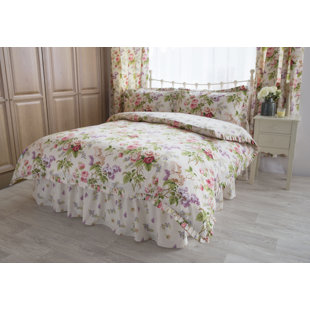 BELLEDORM Delphine Cotton Blend, Polyester Floral Duvet Cover Set with Pillowcases
