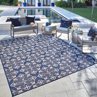 DISNEY BY GERTMENIAN Licensed Disney Mickey Mouse Navy Medallion Indoor/Outdoor Flatweave Area Rug