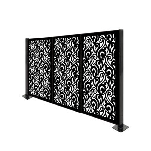 PORPORA 4.3 Ft. H X 6.3 Ft. W Laser Cut Metal Privacy Screen Fence, Decorative Outdoor Divider