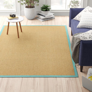 FERNLEAF Keighley Sisal Beige/Aqua Blue Rug