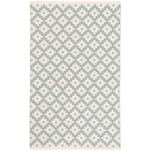 DASH AND ALBERT RUGS Samode Geometric Hand-Woven Flatweave Light Blue/Ivory Indoor / Outdoor Area Rug
