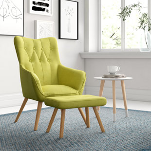 ZIPCODE DESIGN Georgia Upholstered Wingback Chair with Footstool